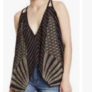 Free People Black and Cream Camisole